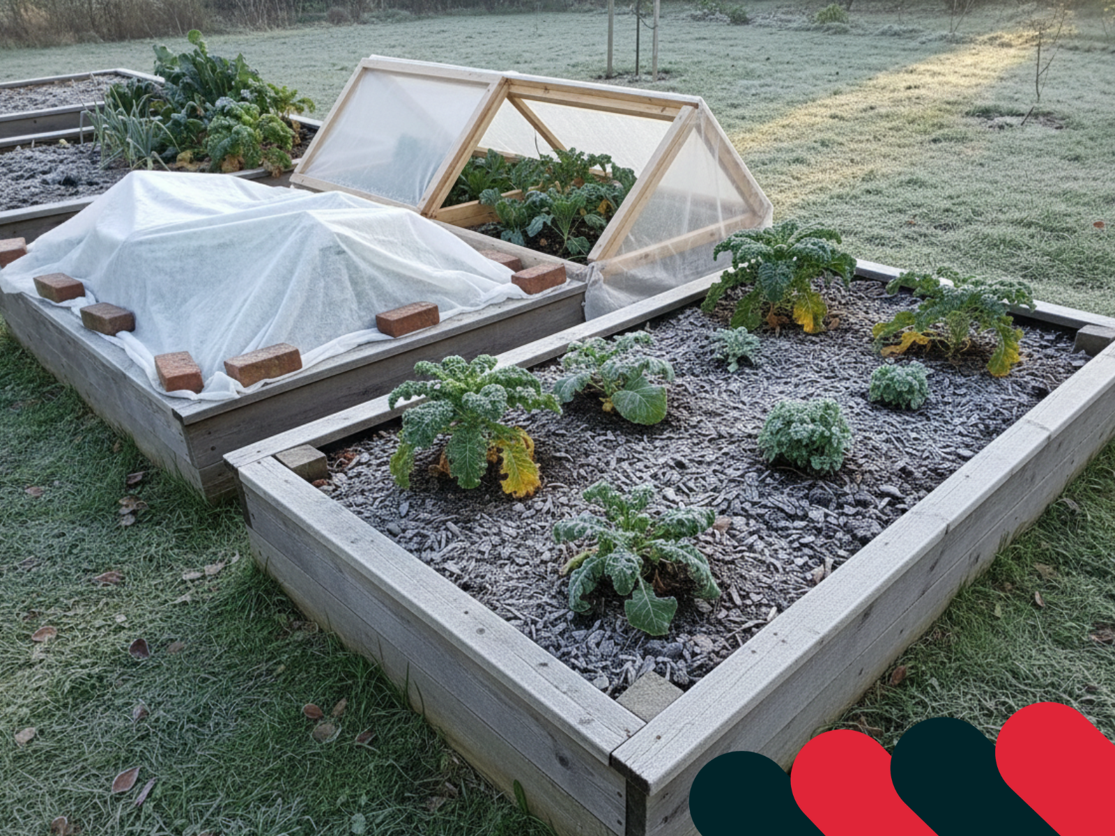 Podzimní zahrada zabezpečená plachtou a kryty před poklesem teplot | Kotarbau