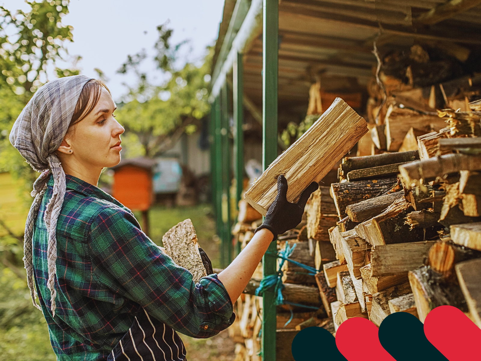 Hromada palivového dřeva uložená pod přístřeškem - správné skladování | Kotarbau