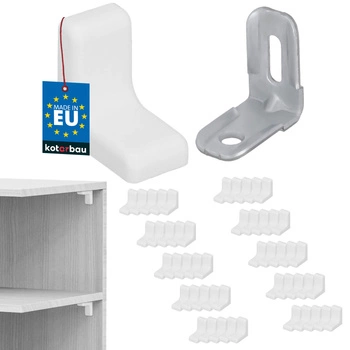 Komandorek nábytková úhlová konzola s víčkem bílý sada 50 ks.