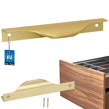 Hranatá nábytková úchytka moderní hliník zlatý mat 128 mm