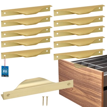 Hranatá nábytková úchytka moderní hliník zlatý mat 128 mm sada 10 ks.