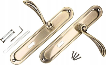 Dveřní klika 90 mm dlouhý štít na klíč sada – Barva patina