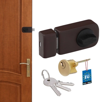 Jednobodový povrchový zámek lukostřelec pro dveře hnědý 95 mm