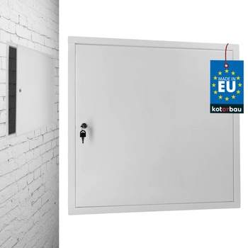 Kontrolní dvířka zámek na klíč ocel bílá 60x60 cm