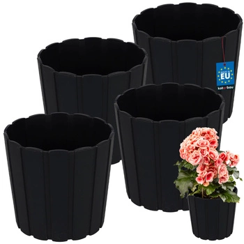 Plastový květináč na květiny antracit 17cm sada 4 ks.