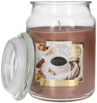 Velká skleněná vonná svíčka s víčkem 100 h - káva