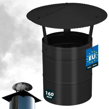 Stříška kouřová na komínové potrubí pozinkovaná černá 160 mm