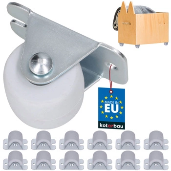 Nábytkové kolečko pevné pro nábytek skříně gumové bílé 33 mm sada 12 ks.