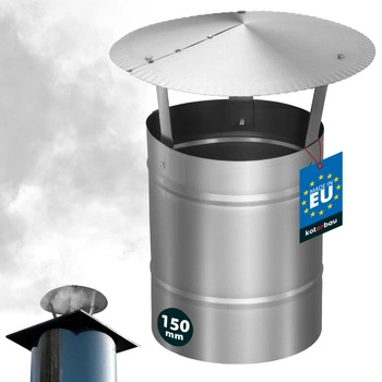 Stříška kouřová na komínové potrubí pozinkovaná stříbrná 150 mm