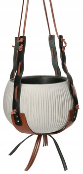 Sada závěsný květináč kůže hnědo-černý 2v1 sada 1 ks.