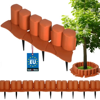 Okraj trávníku obrubník s nájezdem plastový zatloukací terakota 3 m