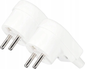 Konektor úhlový, rozebíratelný, uzemnění, zástrčka 16A, 2 ks - Barva bílá