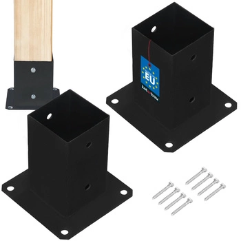 Základna sloupu přišroubovaná k betonu černá 80x80 mm sada 2 ks.