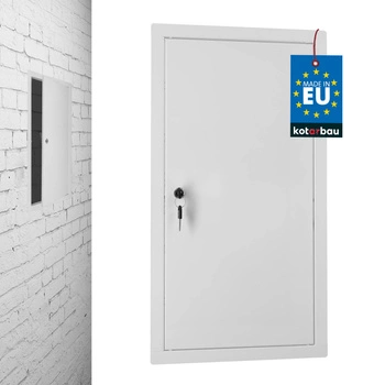 Kontrolní dvířka zámek na klíč ocel bílá 30x60 cm