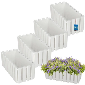 Květináč balkónový bílý na zábradlí 400 MM Sada 4 ks..