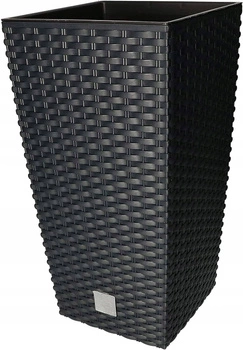 Ratanový zahradní květináč s vložkou antracit velký 17x17 cm