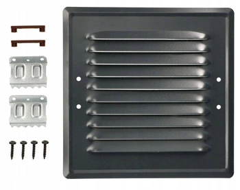 Krátka ventilační mřížka komínová kovová 16,5x16,5 s dráty - Barva světle šedá