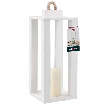 Dřevěná lucerna na svíčku domácí zahrada bílá 13,5x13,5 cm