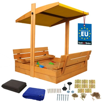 Dřevěné pískoviště se stříškou lavičkami uzamykatelné velké hnědé 100 cm