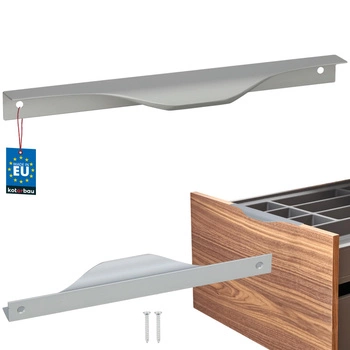 Hranatá nábytková úchytka moderní hliník stříbrná 192 mm