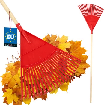 Vějířové hrábě na listí 49 cm + lakovaná dřevěná násada 1,5 m