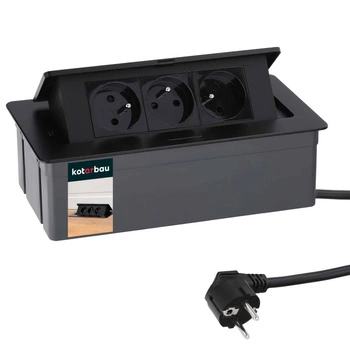 Stolní prodlužovací kabel do zásuvky černý 3 zásuvky 1,5 m