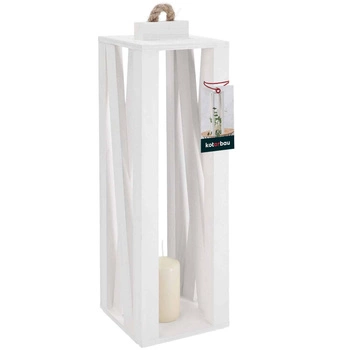 Dřevěná lucerna na svíčku bílá 13,5x13,5 cm