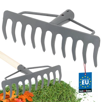 Zahradní hrábě zpevněné 10-hroté - Šedá