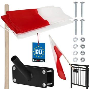 Polská červenobílá stožárová vlajka se žerdí a držákem 110x70 cm