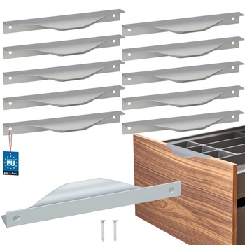 Hranatá nábytková úchytka moderní hliník stříbrná 160 mm sada 10 ks.