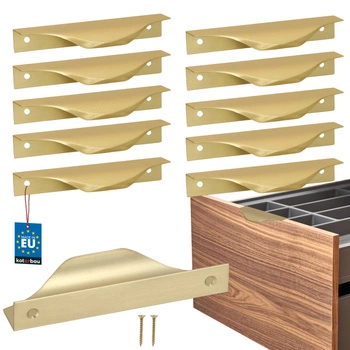 Hranatá nábytková úchytka moderní hliník zlatý mat 96 mm sada 10 ks.