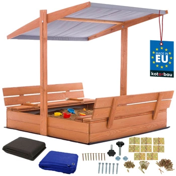 Dřevěné pískoviště se stříškou lavičkami uzamykatelné velké hnědé 120 cm