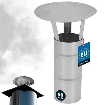 Stříška kouřová na komínové potrubí pozinkovaná stříbrná 80 mm