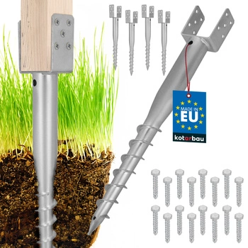 Základna sloupu kotva u šroubovaná do země ocelová 90x710 mm sada 4 ks.