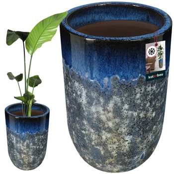 Květináč tmavě modrý mrazuvzdorný s odtokem vody ⌀ 35 cm