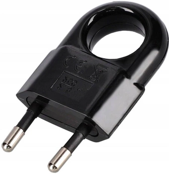 Plochá zástrčka s rukojetí bez uzemnění 250v černá kotarbau