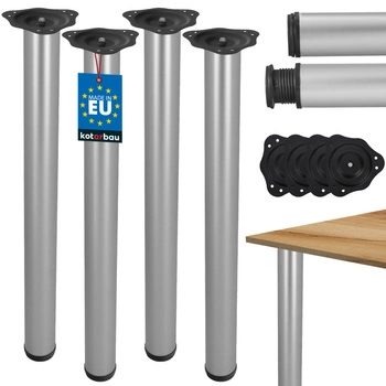Noha k psacímu stolu nastavitelná stříbrná ø6x71 cm sada 4 ks.