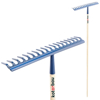 Kovové zahradní hrábě s 18 zuby a dřevěnou násadou kotarbau