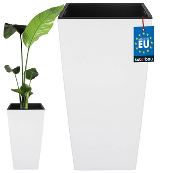 Květináč 400x400x750 mm urbi square bílý s vložkou
