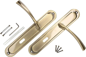 Dveřní klika 72 mm s dlouhým štítem na klíč sada - Barva patina