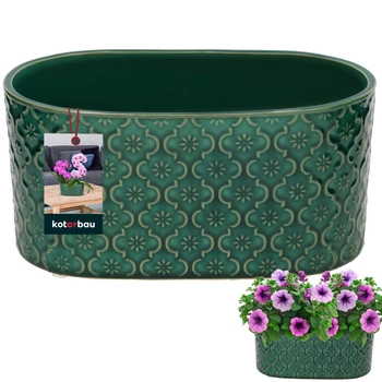 Elegantní keramický podlouhlý květináč tyrkysový 12x25 cm