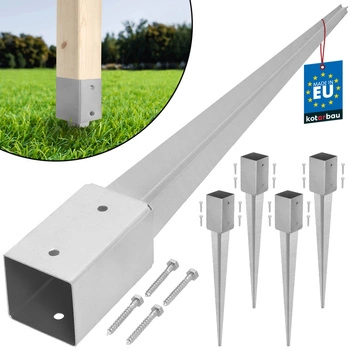 Podstavec pod sloup kotevní do země ocelový 80x80x750 mm sada 4 ks.