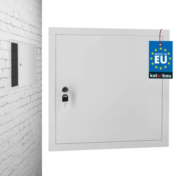 Kontrolní dvířka zámek na klíč ocel bílá 40x40 cm
