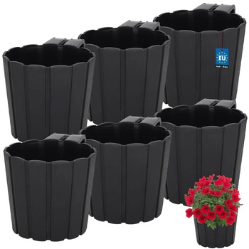 Květináč balkónový bílý na zábradlí 200 MM Sada 6 ks..