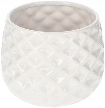 Květináč keramický glazovaný 13 cm - Barva bílá