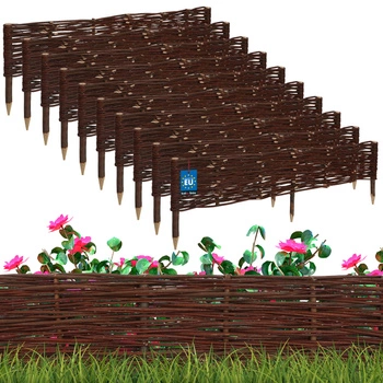 Proutěný zahradní plot poháněný palisáda lemování 100x20 cm sada 10 ks.