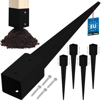 Základna sloupu zapuštěná do země ocel černá 80x80x750 mm sada 4 ks.