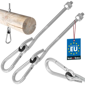 Hák na houpačku s karabinou šroubový do dřeva m10 195 mm sada 2 ks.