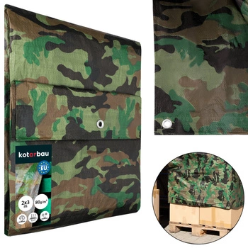 Plachta ochranná pevná silná univerzální moro 80 g/m2 2x3 m