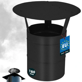 Stříška kouřová na komínové potrubí pozinkovaná černá 180 mm